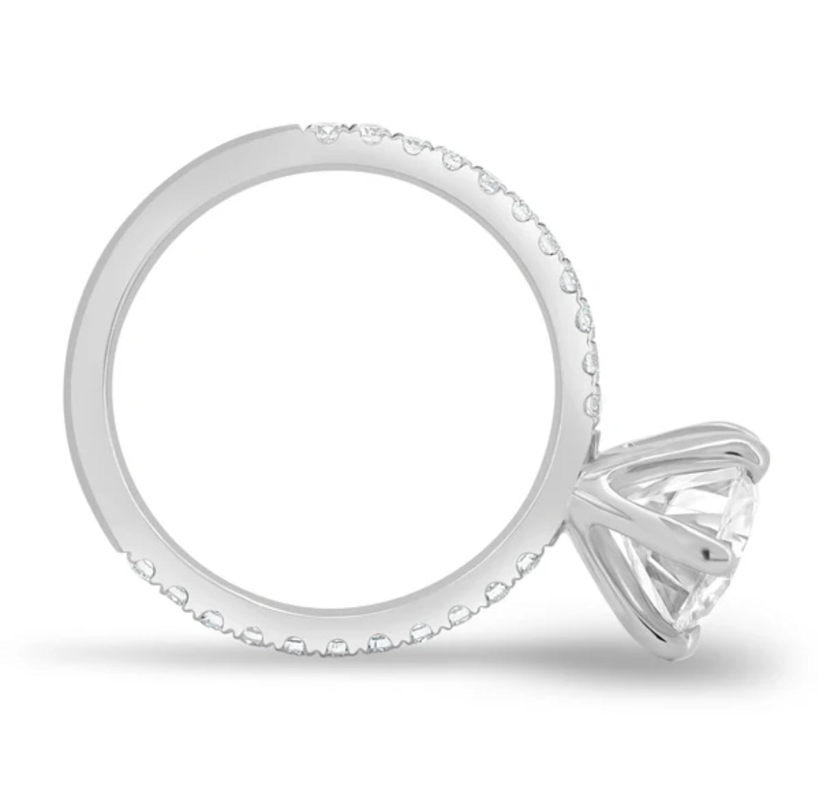 Pavé-Set Round Solitaire Engagement Ring