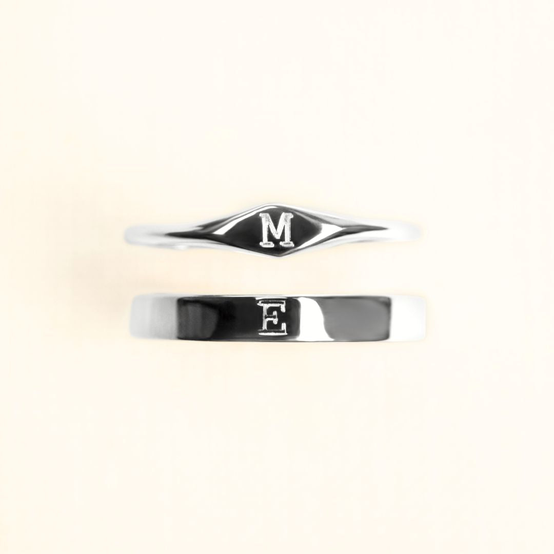 Initial Couple Ring Set — Personalised 925 Silver
