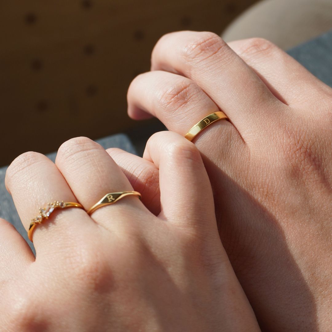 Initial Couple Ring Set — Personalised 925 Silver