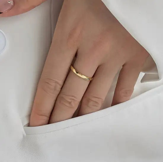 925 silver plain band ring men's variant — smooth polished finish, adjustable