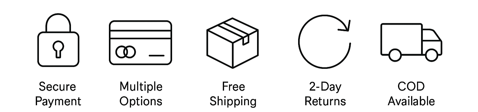 Set of icons representing shopping and delivery services on a white background