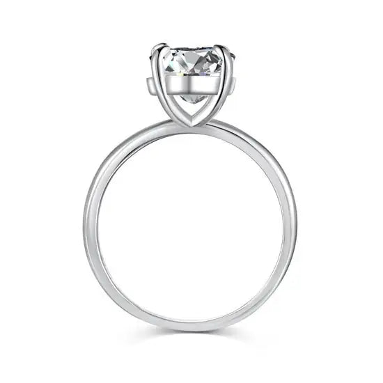 Charlette Sterling Silver ring close-up — oval band, rhodium plated
