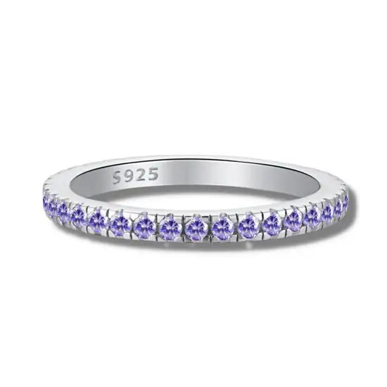 Elina silver band ring lifestyle shot — stacked rings, sterling silver
