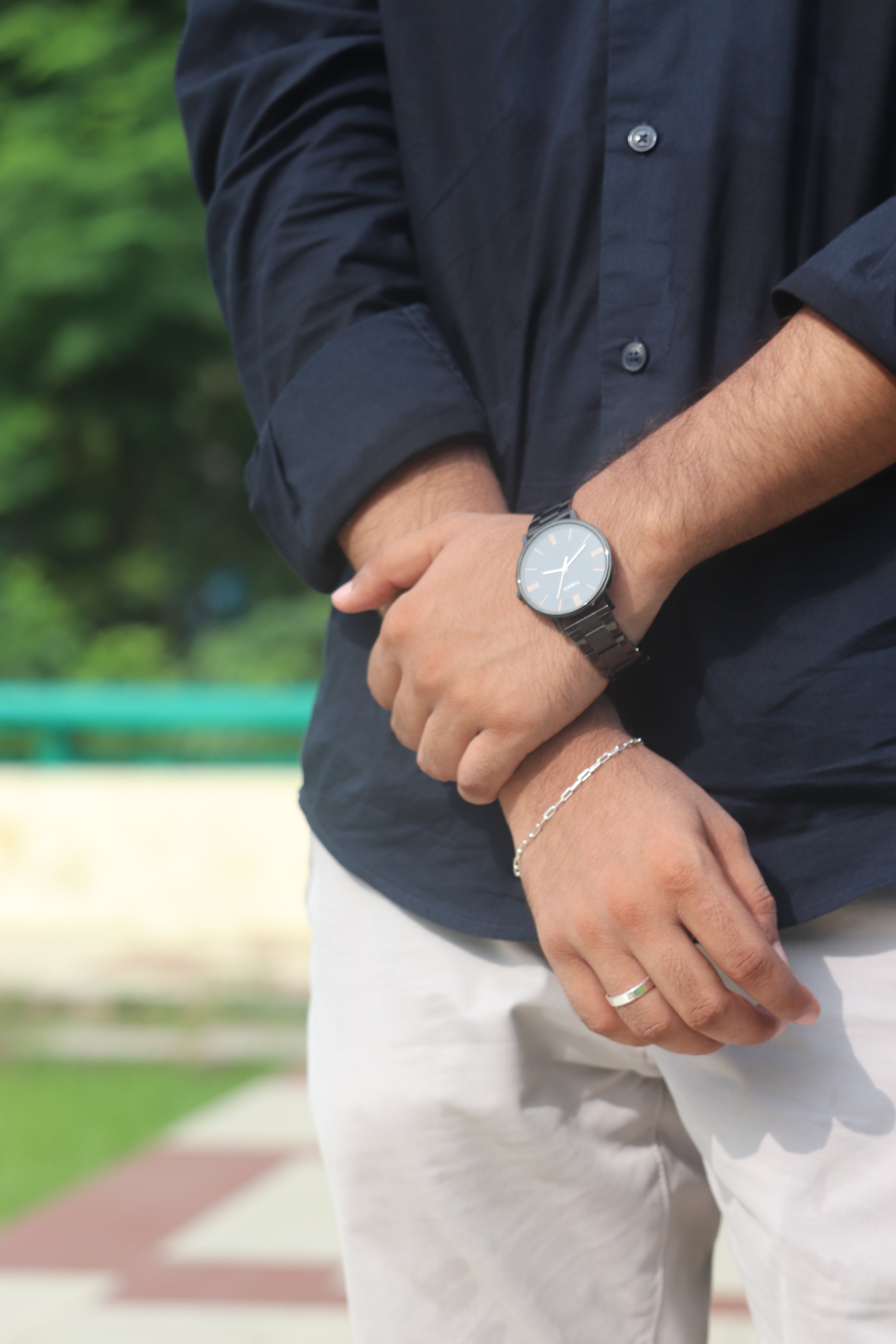 Sterling silver Men’s Glamora Bracelet and Band Ring Combo - UNJELLIC