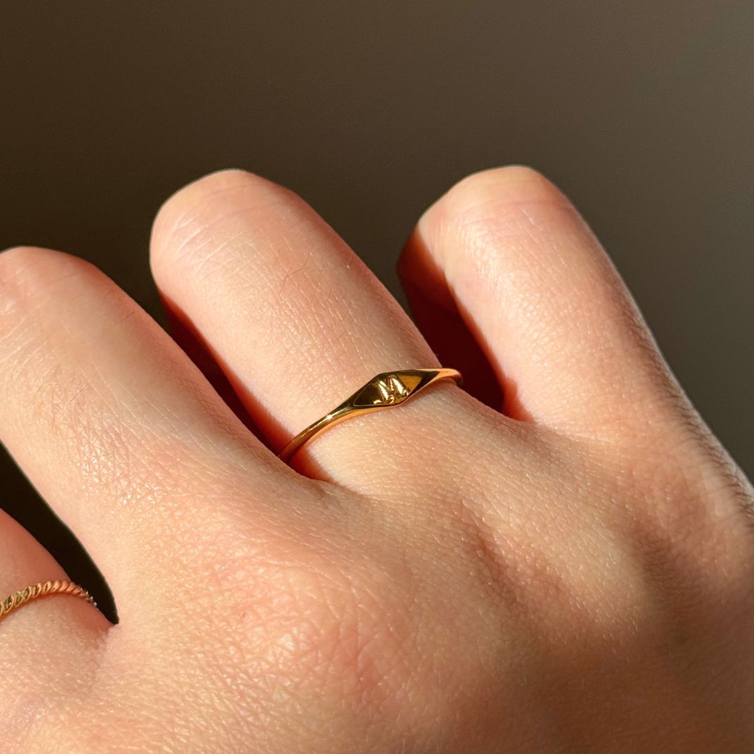 Initial ring 925 silver gold plated variant — personalised letter ring India