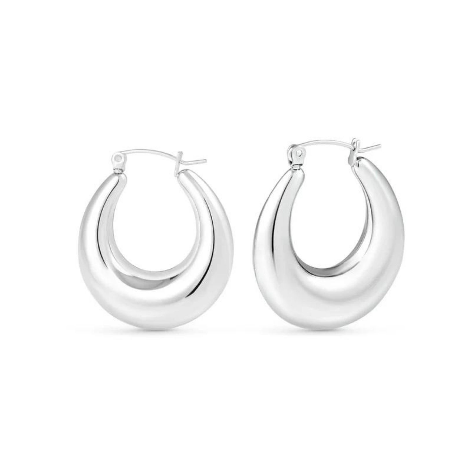 Sterling Silver Opal Crescent Earrings