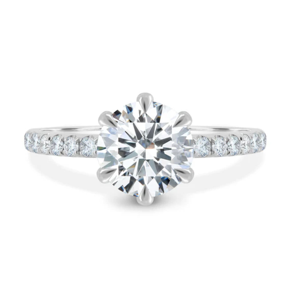 Pavé-Set Round Solitaire Engagement Ring
