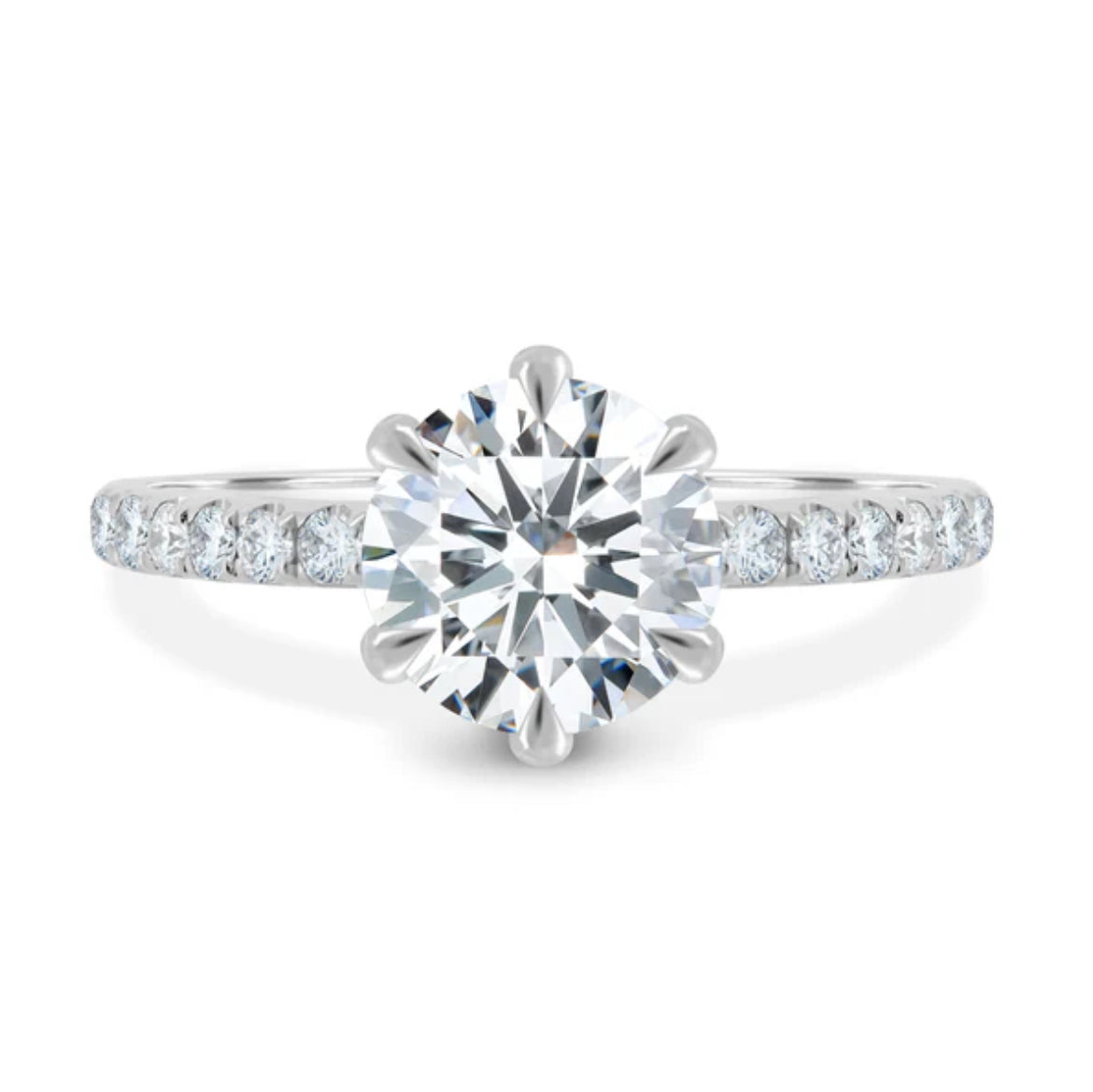 Pavé-Set Round Solitaire Engagement Ring