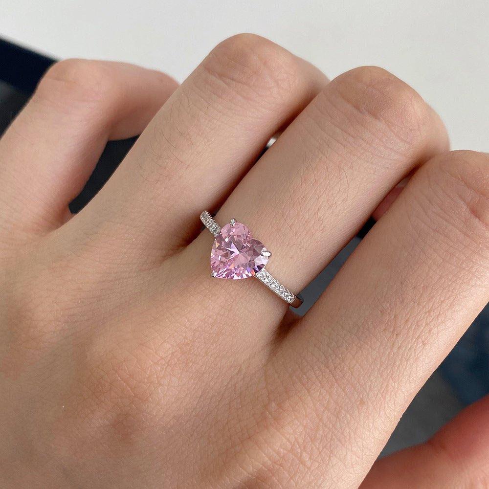 Sterling Silver Pink Heart Ring - UNJELLIC