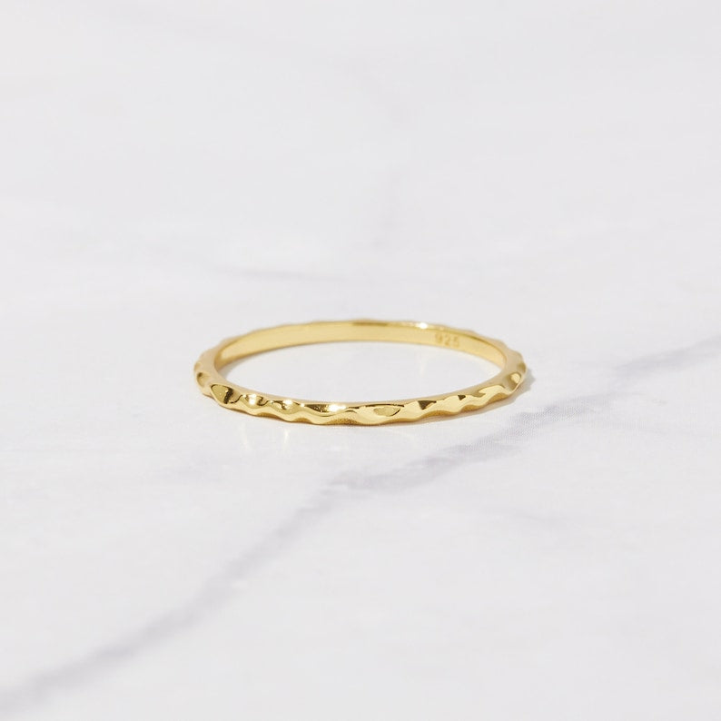 Silver Luster 18K Gold Plated Dainty Ring - UNJELLIC