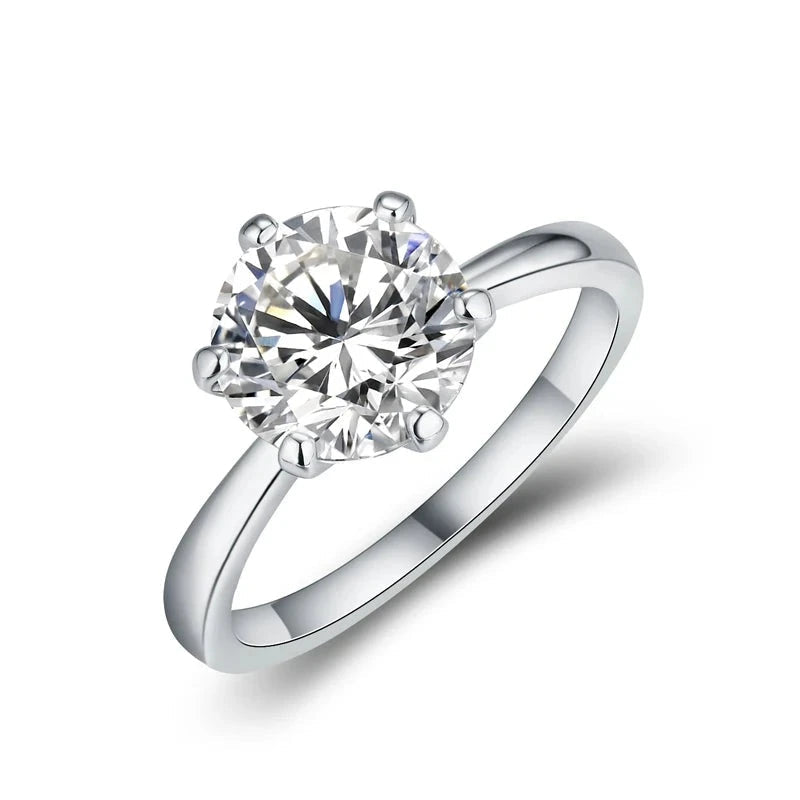 Sterling Silver White Solitaire Ring - sterling silver, couple jewelry, premium jewelry, elegant design