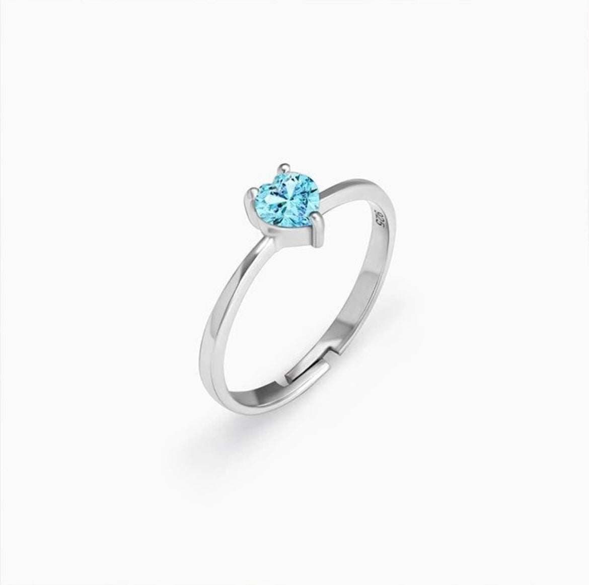 Sterling silver Blue Heart Shaped Plain ring - UNJELLIC