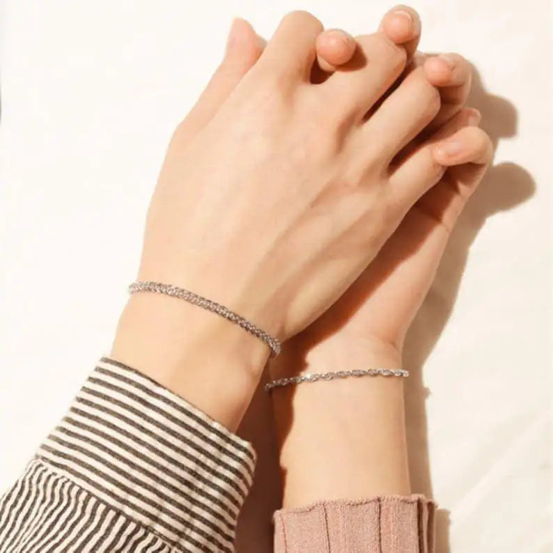 The Knot Set — 925 Sterling Silver Couple Bracelet with Knot Charm, his and hers adjustable bracelets, India