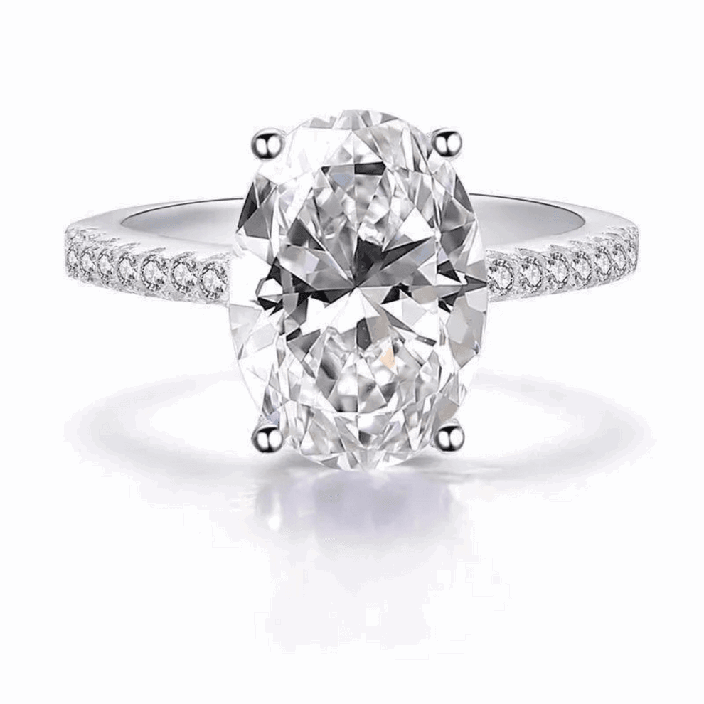 Serenade Sterling Silver S925 White Oval Ring - sterling silver, couple jewelry, premium jewelry, elegant design