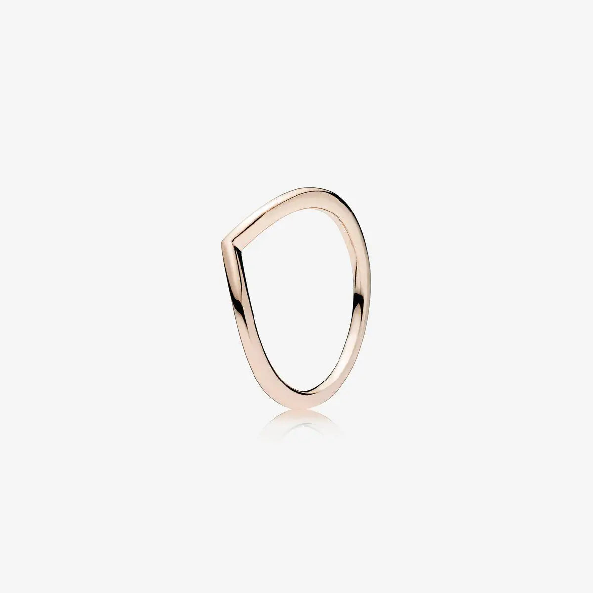 Serenity rose gold ring side view — 925 silver rose gold plated plain band