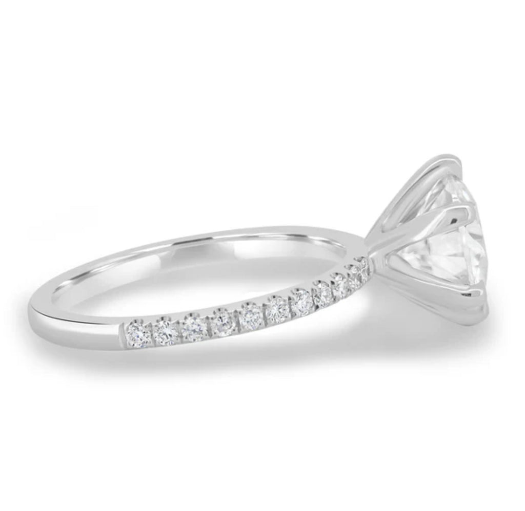 Pavé-Set Round Solitaire Engagement Ring