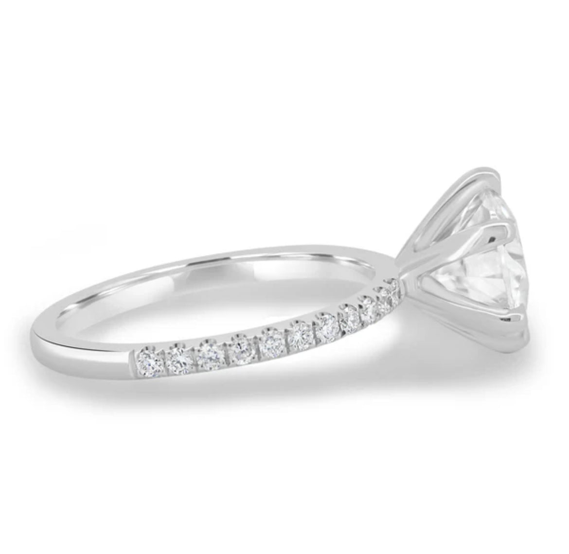 Pavé-Set Round Solitaire Engagement Ring