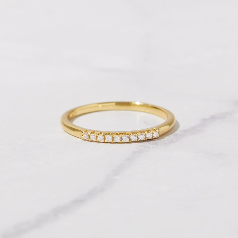 Sleek Serenity Sterling Silver 18K Gold Plated Ring - UNJELLIC