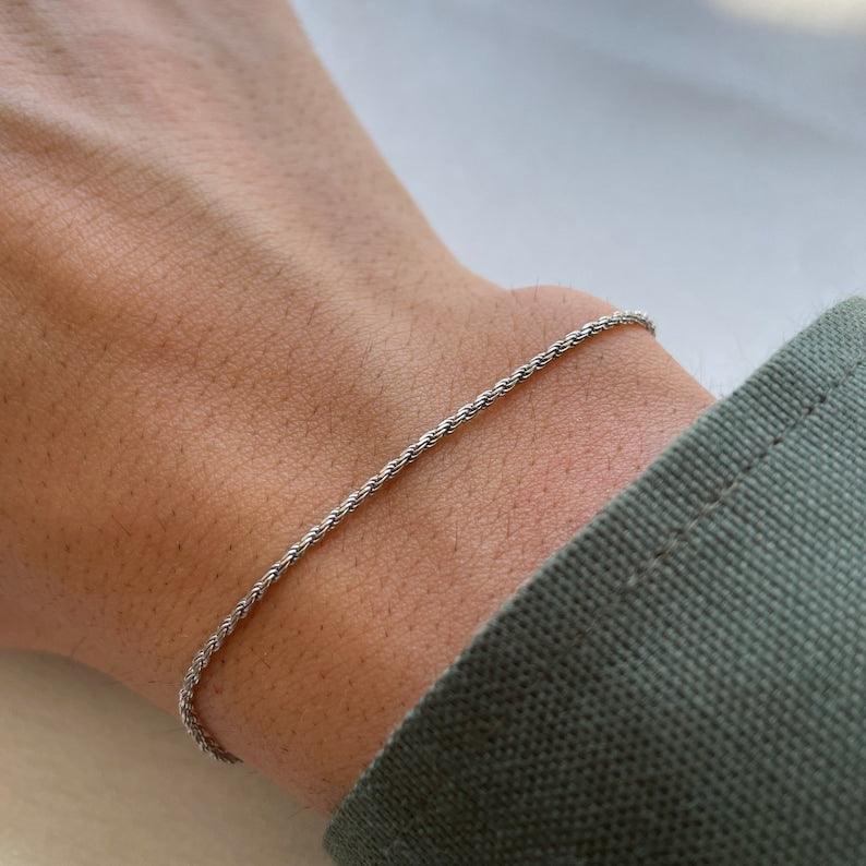 Sterling Silver 925 Minimal Couple Bracelet - UNJELLIC