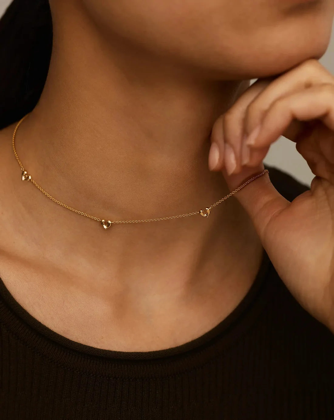 Amour Heart Station Necklace