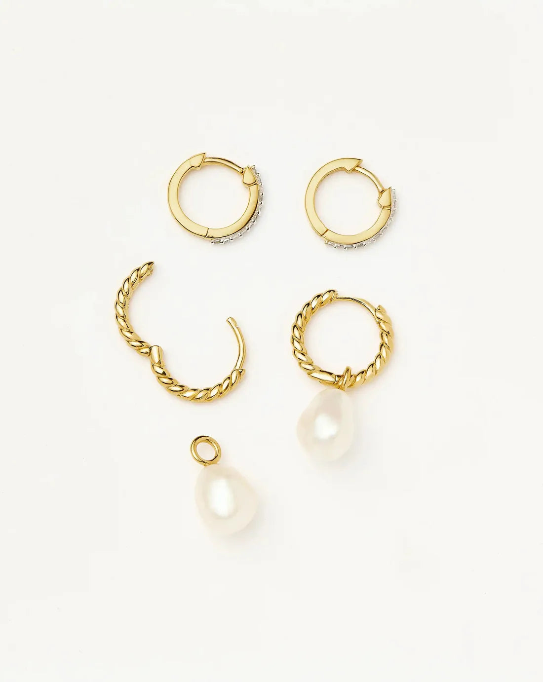 Lumiere Pearl Huggie Set