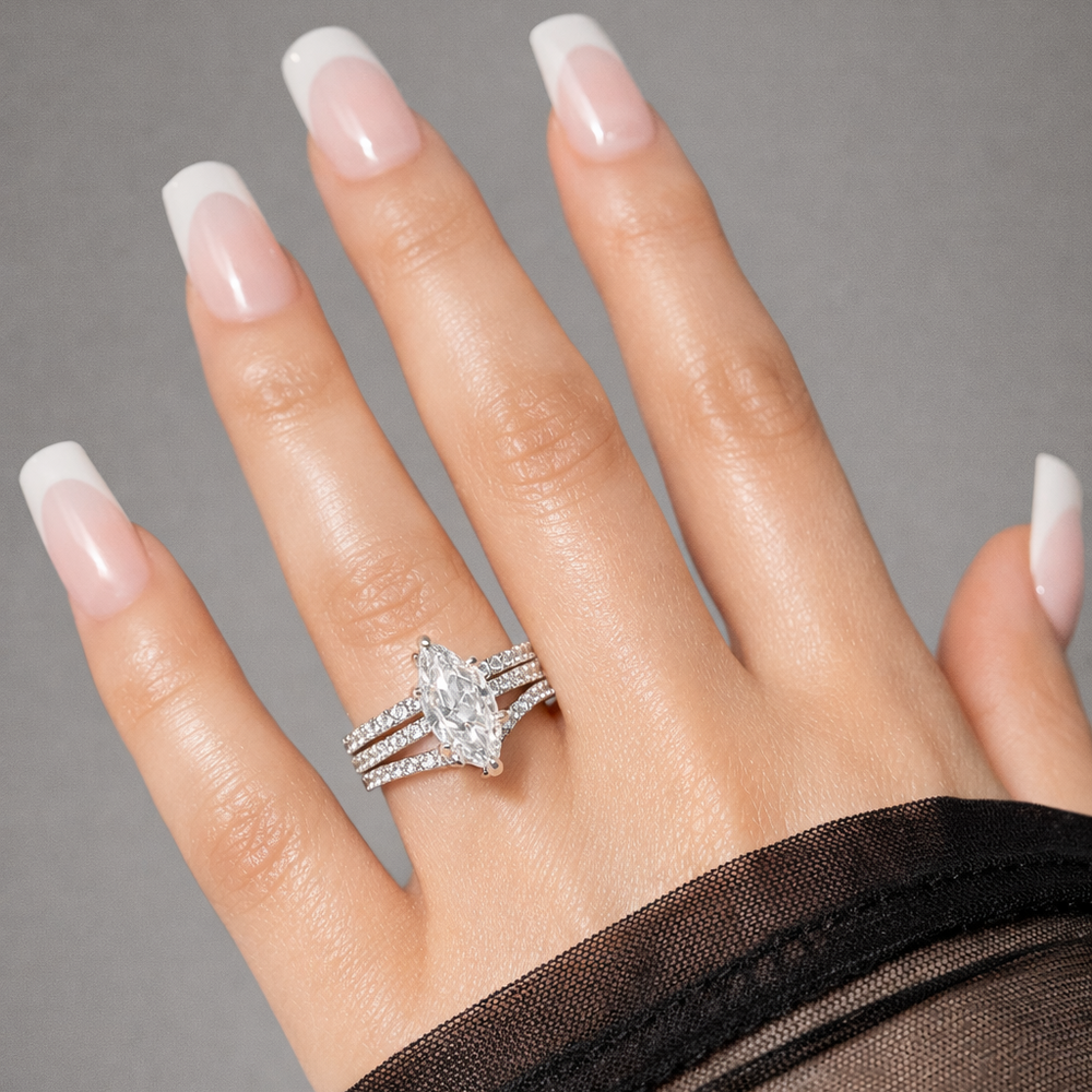 The Evermore Marquise Ring — hypoallergenic 925 silver ring for everyday wear, view 3