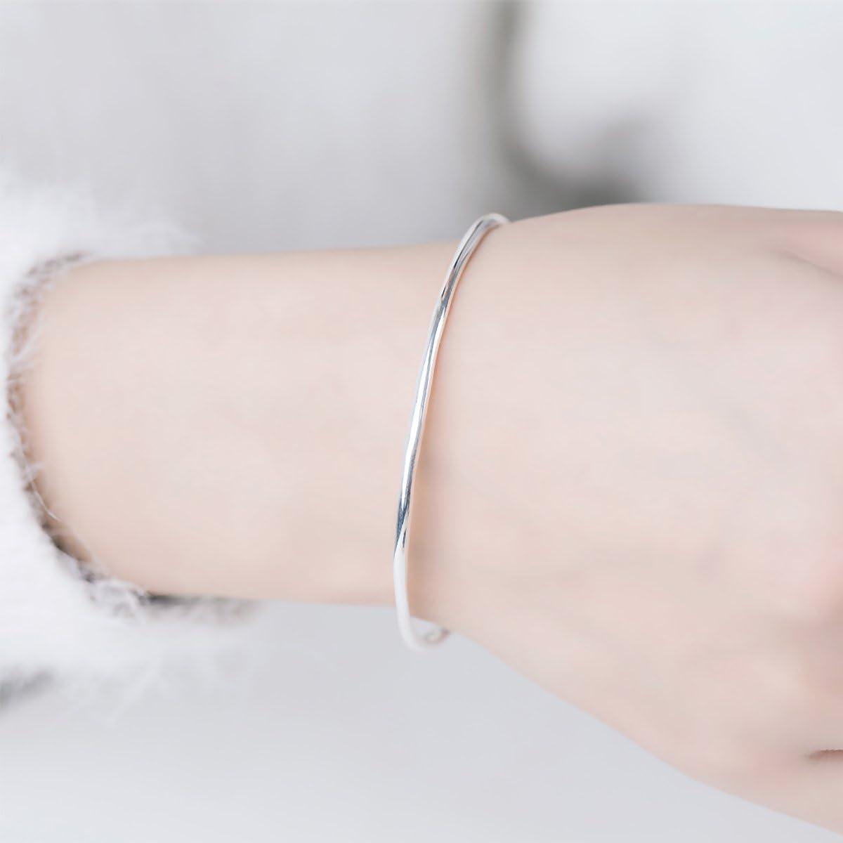 Minimal 925 Sterling Silver Plain Bangle - UNJELLIC