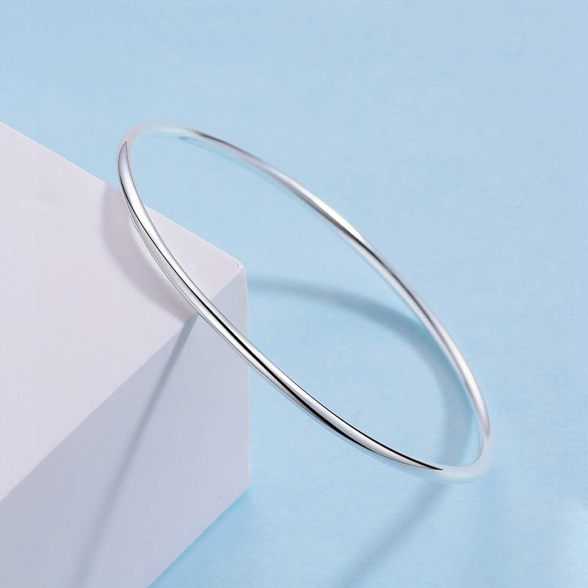 Minimal 925 Sterling Silver Plain Bangle - UNJELLIC