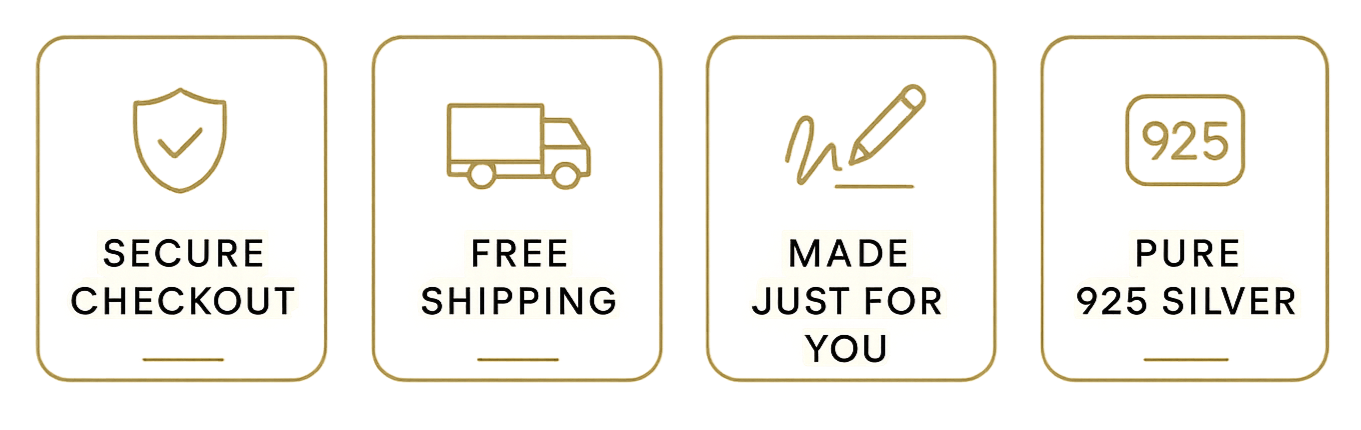 Single row minimal premium trust badges for personalized jewelry